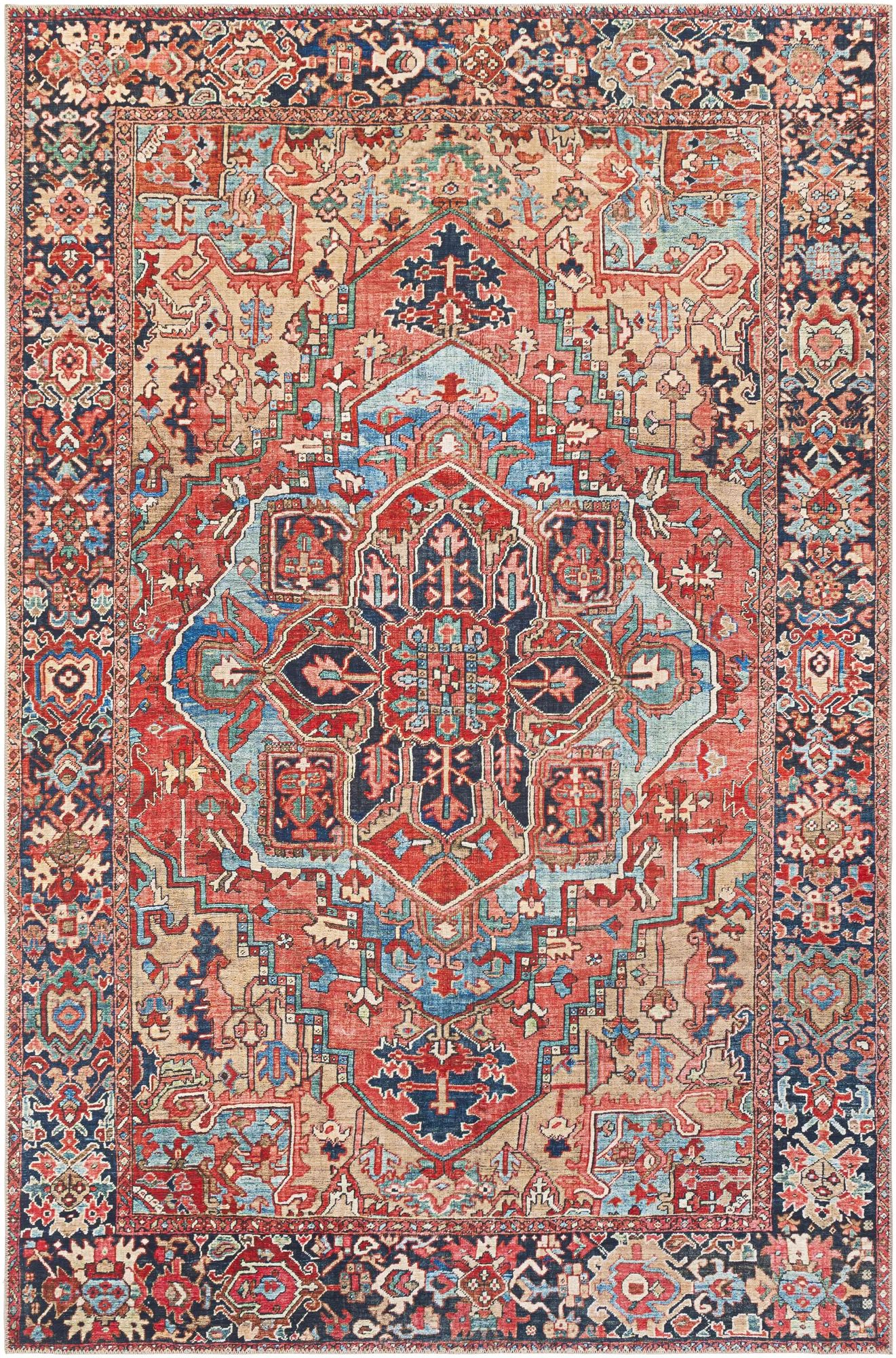 Fleckenstein Oriental Bright Red/Beige/Blue Area Rug | Wayfair North America