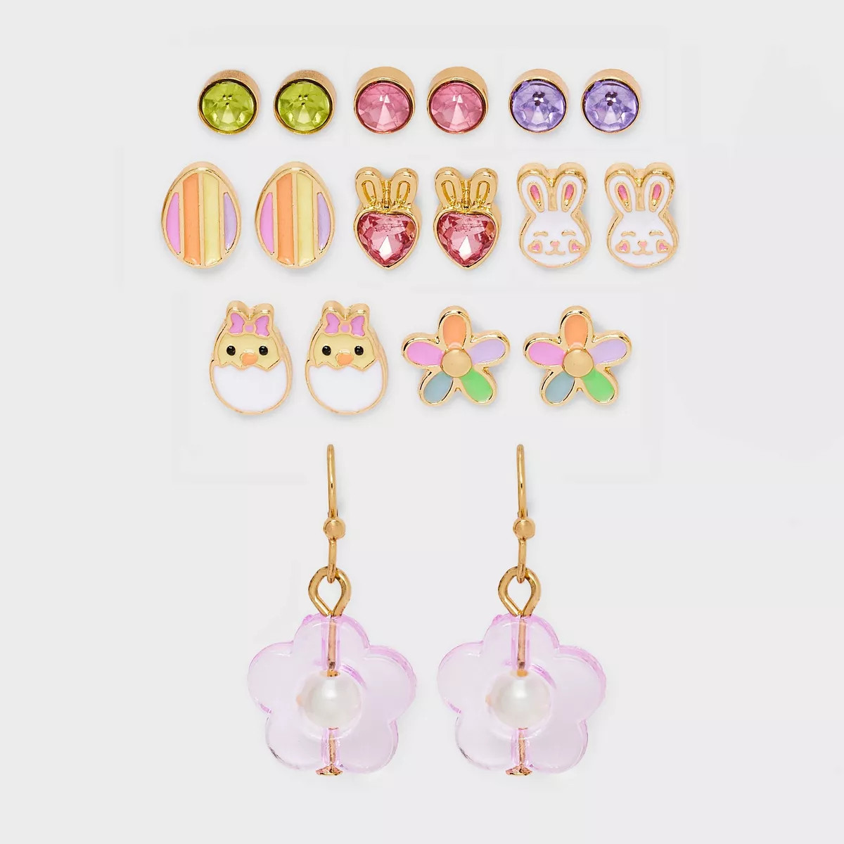 Girls' 9pk Easter Earring Set - Cat & Jack™️: Nickel-Free Metal, Post & French Wire Closure, ... | Target