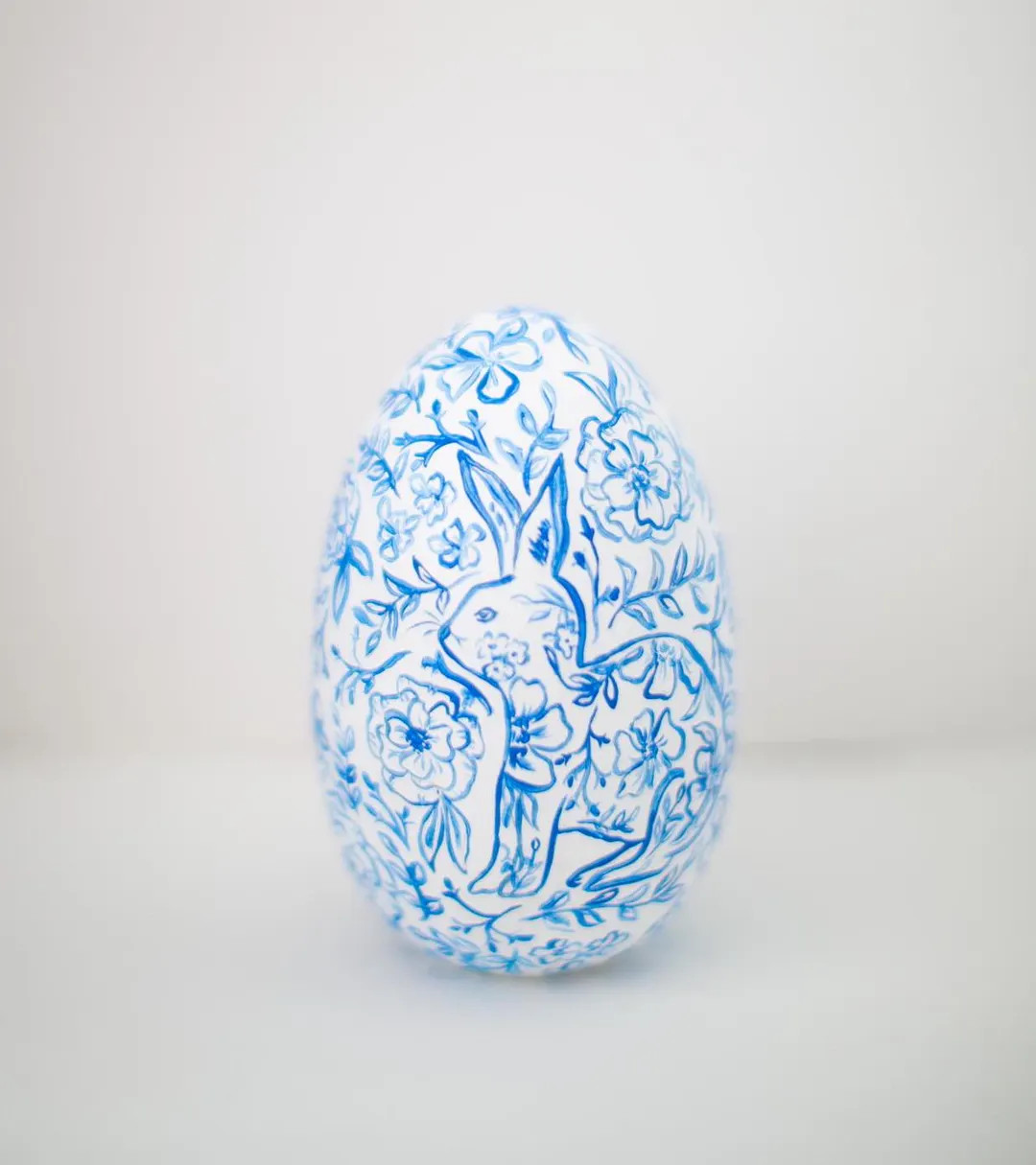 Heirloom Wooden Easter Eggs - Blue & White Bunny Floral Print - 5" Larger Size - Etsy | Etsy (US)