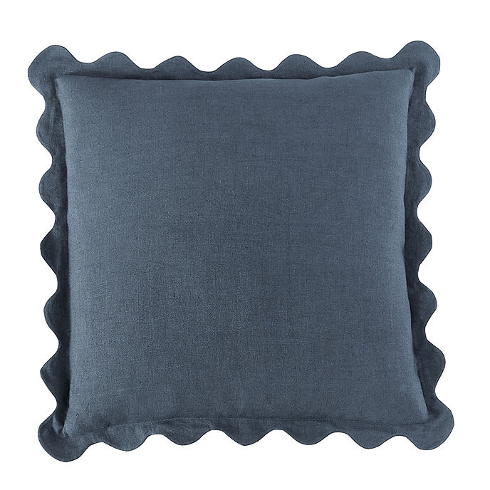 Rue Scalloped Edge Linen Pillow Cover with Zipper & Insert | Ballard Designs, Inc.