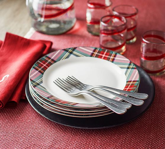 Stewart Plaid Stoneware Dinner Plates - Set of 4 | Pottery Barn (US)