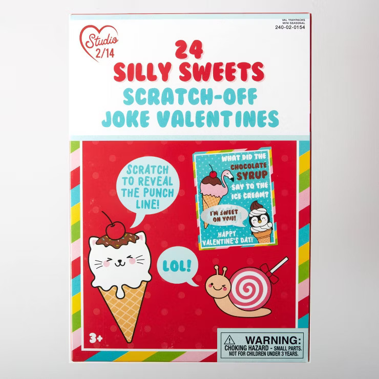 Paper Magic 24ct Silly Sweet Valentine's Day Scratch off Joke Classroom Exchange Cards | Target