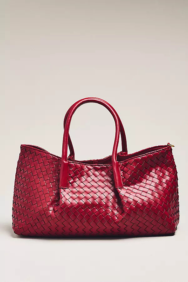 Woven Faux Leather Tote | Anthropologie (US)