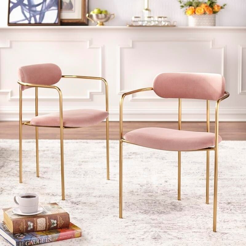 Simple Living  Retro Velvet Dining Arm Chair (Set of 2) - Walmart.com | Walmart (US)