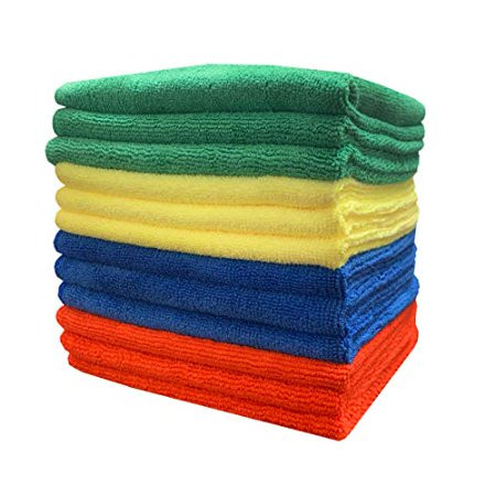 CleanAide Auto Detailing and Home Cleaning 300GSM Microfiber Towel 16 x 16 Inches 4 Color 12 Pack | Walmart (US)