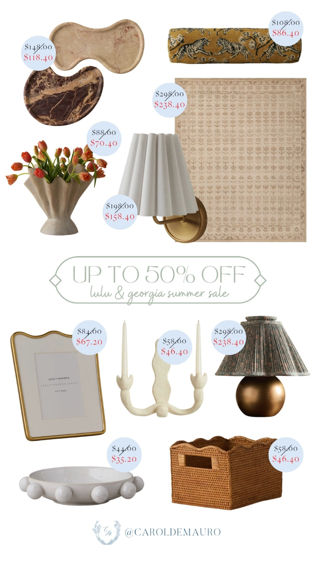 lulu and georgia sale, up to 50% off, home finds, home decor, lighting finds, wall sconce, neutral rug, bolster pillow, wavy frame, taper candle holder, flower vase, woven crate, decorative bowl, neutral home, warm aesthetic

#LTKHome