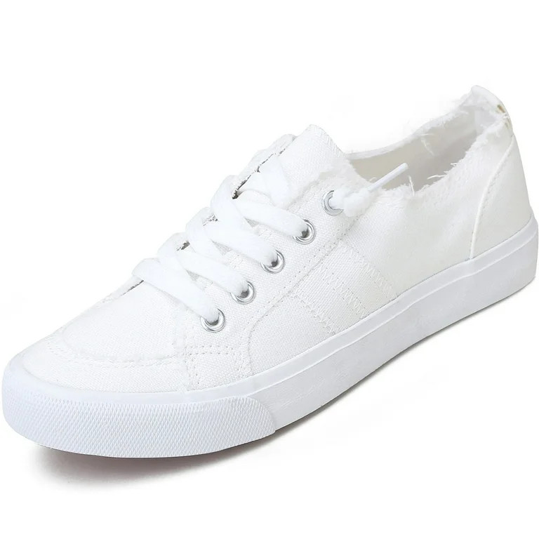 Obtaom Women's Play Fashion Sneaker White Comfortable Walking Shoes Canvas Slip on Shoes(White US... | Walmart (US)