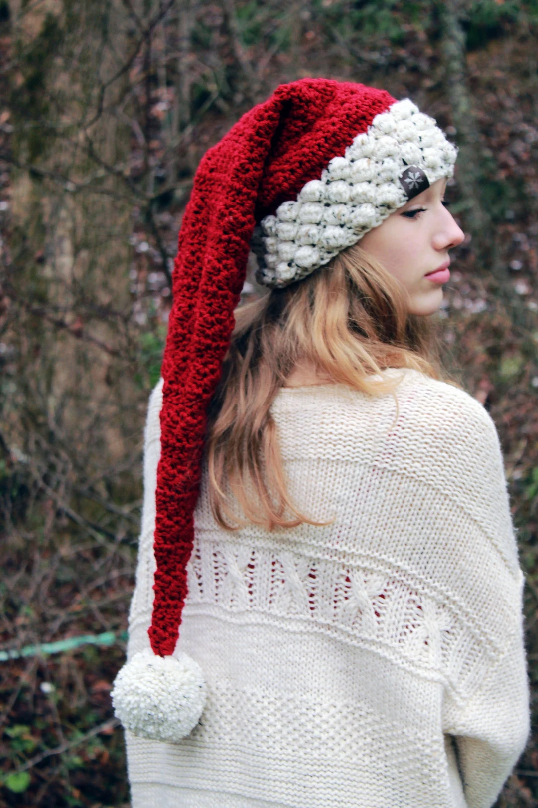 Santa Hat For Men And Women, Long Chunky Knit Rustic Santa Hat Full Of Nordic Charm - AFTER CHRIS... | Etsy (US)