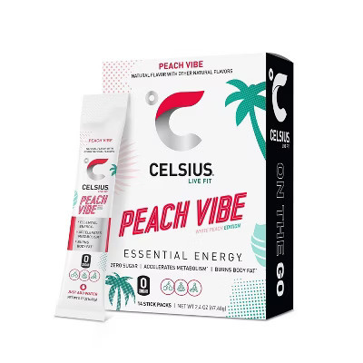 CELSIUS On The Go Powder Sticks Peach Vibe Essential Energy - 14pk Sticks | Target