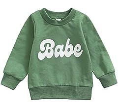 Newborn Baby Boy Girl Babe Letters Print Sweatshirt Casual Long Sleeve Crewneck Pullover Activewear  | Amazon (US)