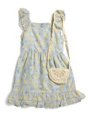 Big Girls Printed Dress With Purse | TJ Maxx