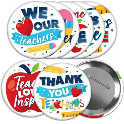 Big Dot of Happiness Thank You Teachers - 3 inch Teacher Appreciation Badge - Pinback Buttons - Set of 8 | Target