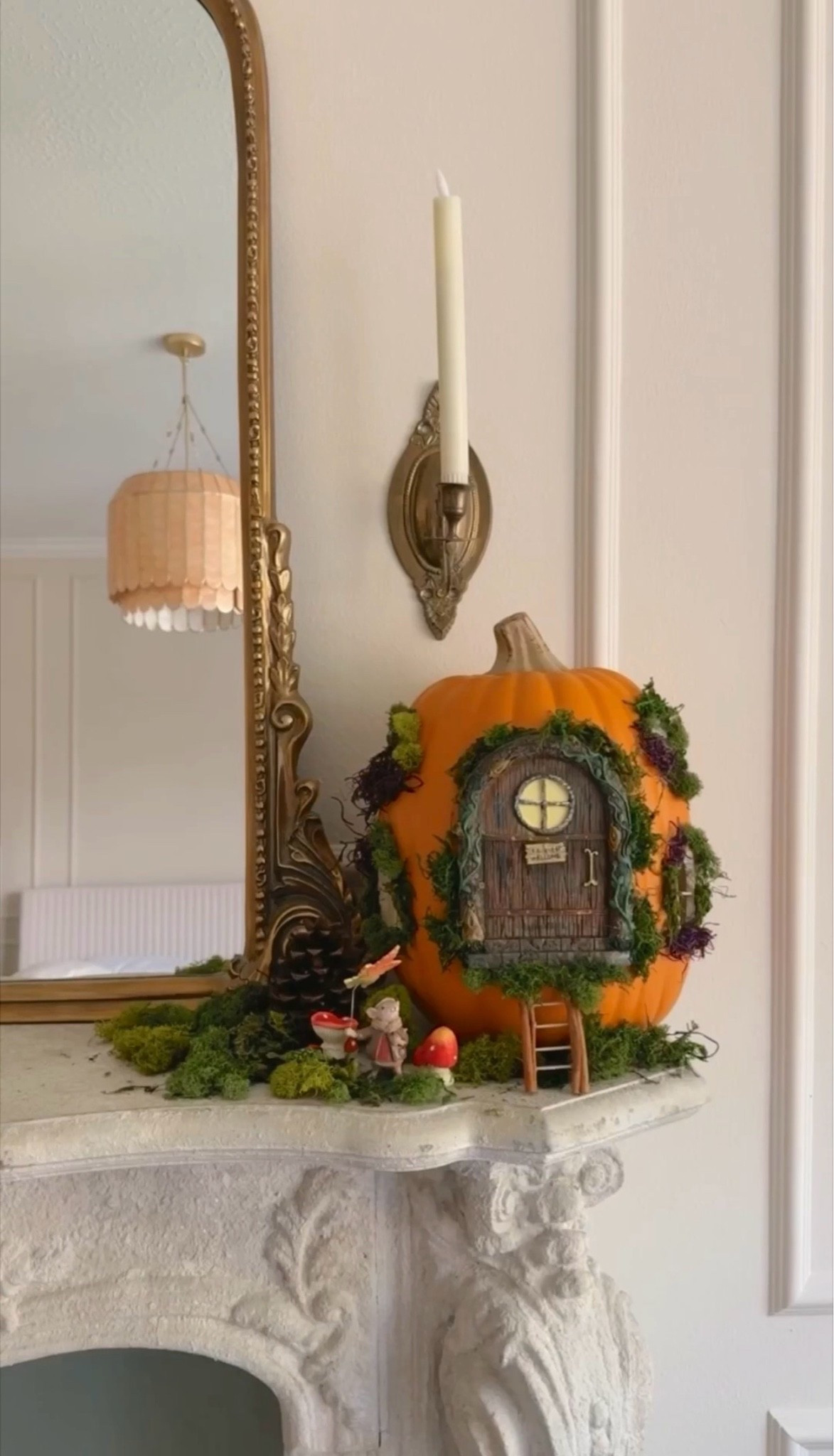 I used the Target faux carvable pumpkin, but it’s currently out of stock so I shared a similar Michael’s one that I’ve used before!