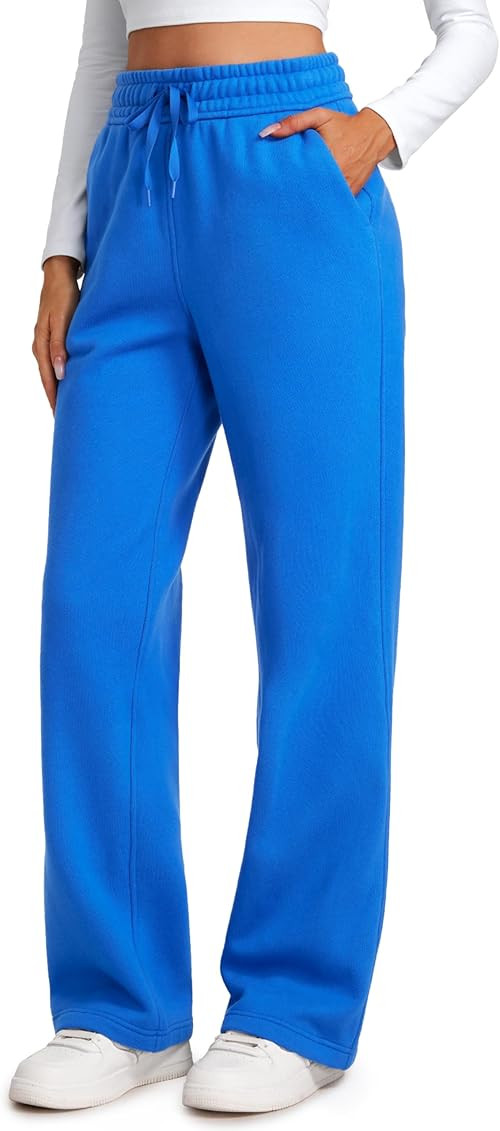 CRZ YOGA Cotton Fleece Lined Sweatpants Women 30" Straight Leg Casual Lounge Sweat Pants for Wome... | Amazon (US)