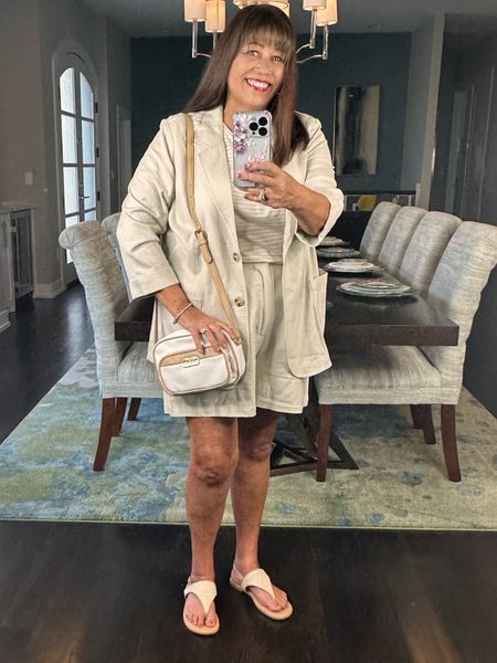 Cute Linen blazer and shorts. Outfit comes in black and hot pink. Styled with bag
And matching sandals. 

Sizes XS to 3XL. 

#walmartfashion
#linenoutfit
#summeroutfit

#LTKfindsunder50 #LTKshoecrush #LTKstyletip
