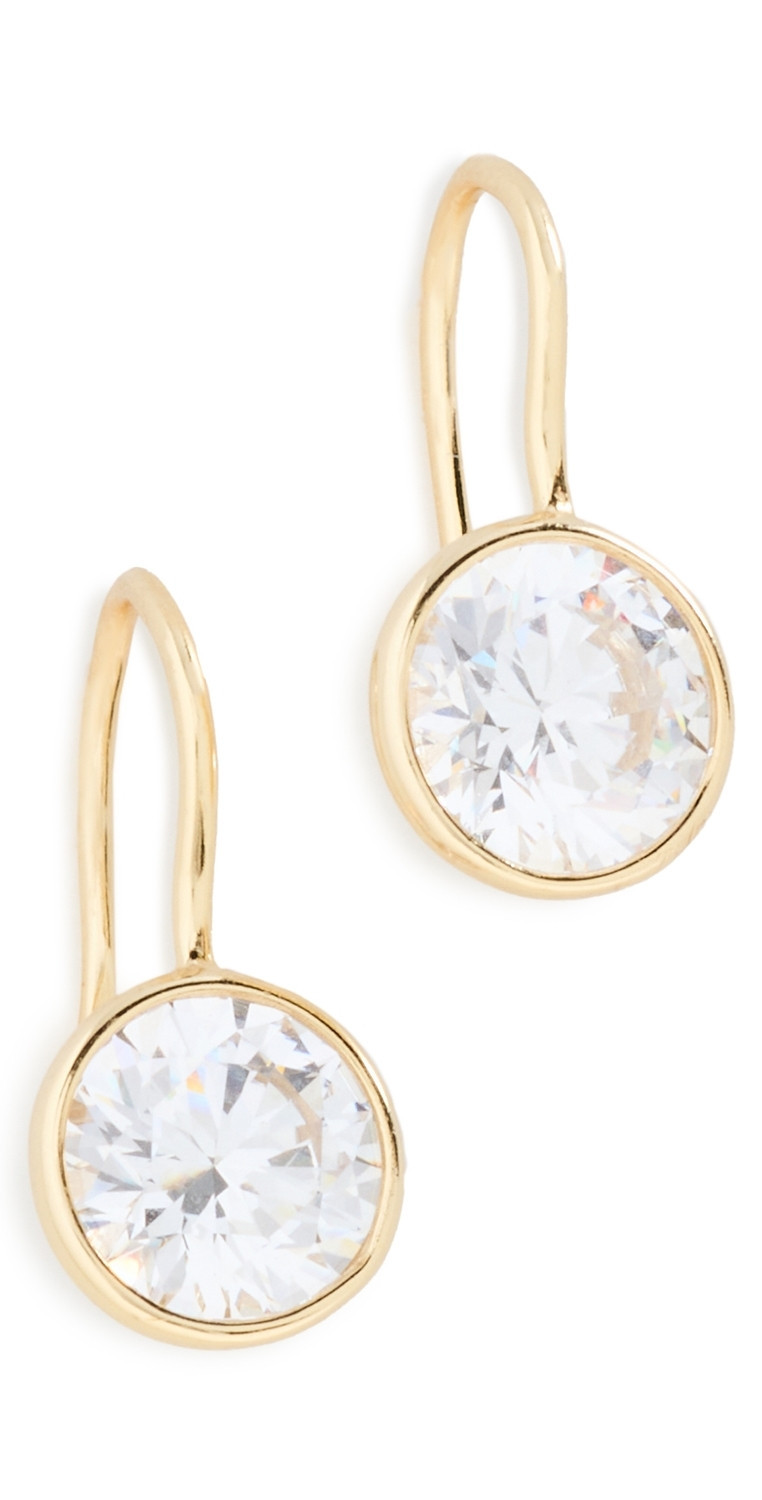 SHASHI Bezel Drop Earrings Gold One Size | Shopbop