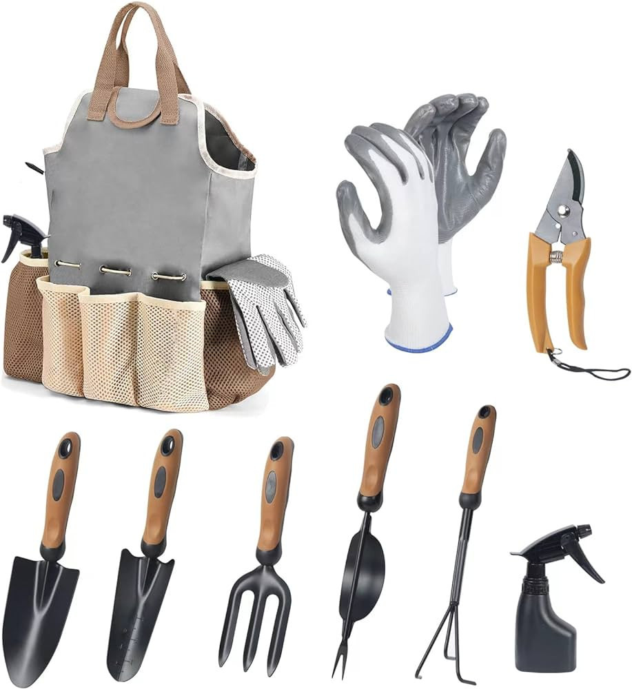 Garden Tool Set,9 Pcs Stainless Steel Gardening Tools with Weeder Cultivator Trowel Sprayer Glove... | Amazon (US)