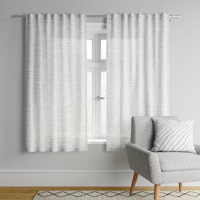 95"x54" Striation Herringbone Light Filtering Window Curtain Panel White/Gray - Project 6... | Target