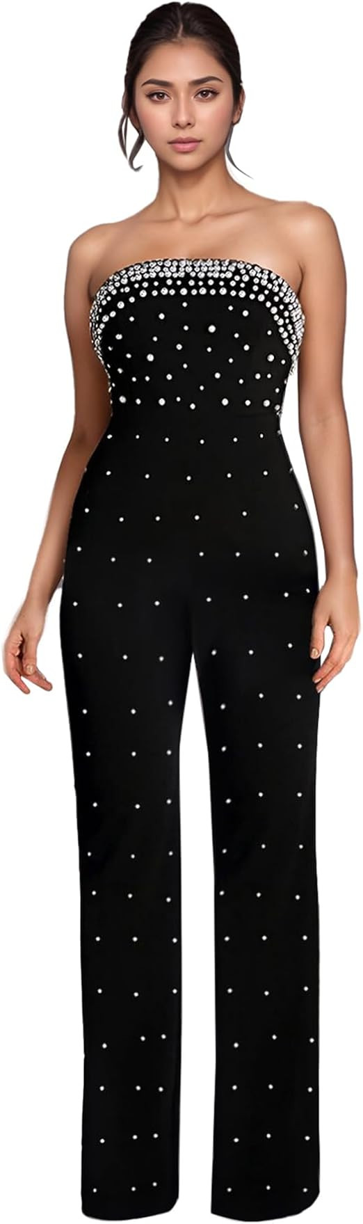 PORRCEY Women Sexy Elegant Rhinestone Mesh See Through Bodycon Jumpsuit Party Club Night Outfits ... | Amazon (US)