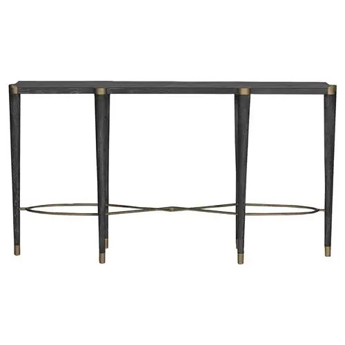 Fiona Modern Classic Cerused Black Oak Antique Brass Console Table | Kathy Kuo Home