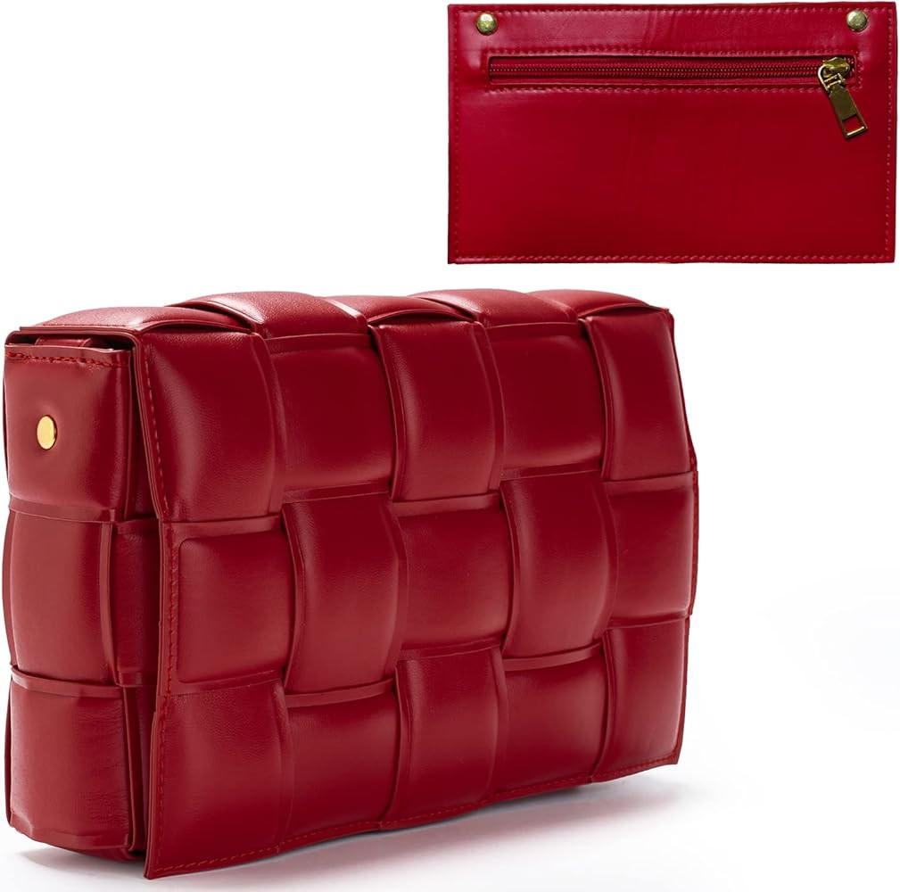 Drupany Woven Padded Cassette Crossbody Bags for Women, Small Leather Shoulder Bag Trendy Handbag... | Amazon (US)