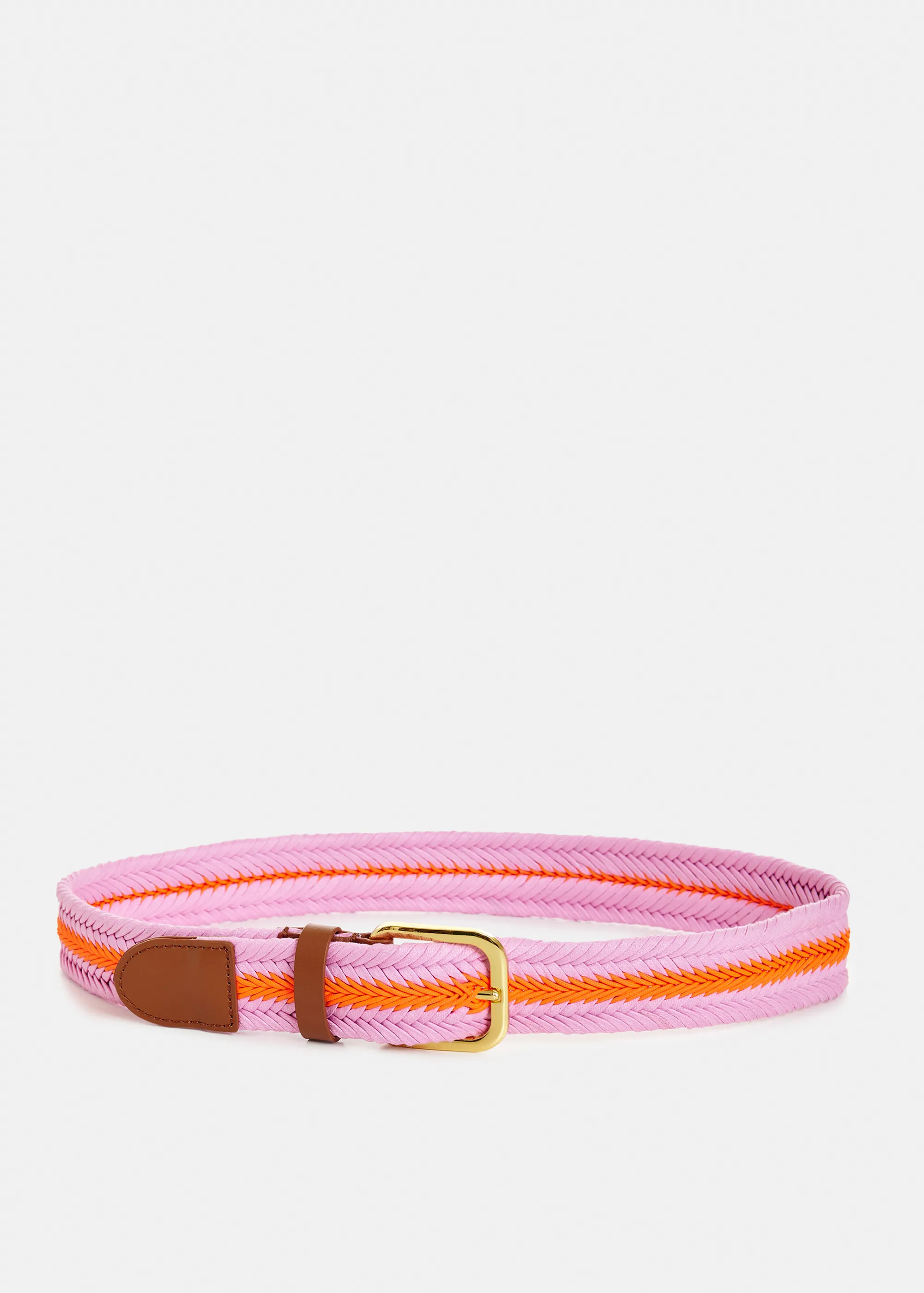 Pink and orange striped belt with gold-tone buckle | Essentiel Antwerp United States | Essentiel Antwerp