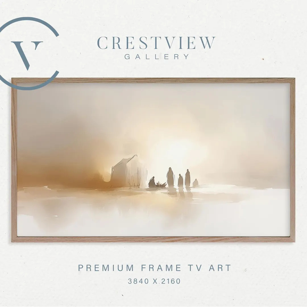 Nativity Scene Samsung Frame TV, Christmas, Christian Religious oil painting, Neutral, Winter, Re... | Etsy (US)