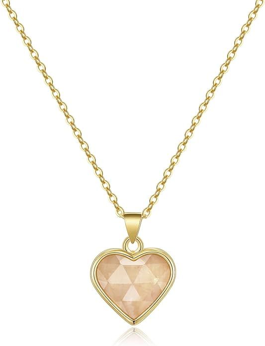 KissYan Healing Crystal Necklace, 14K Gold Plated Natural Energy Stone Pendant Necklace Reiki Qua... | Amazon (US)
