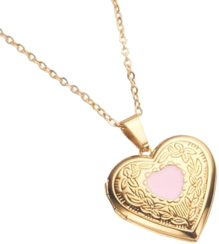 COLORFUL BLING Locket Picture Pendant Necklace,Vintage Engraved Flower Empaistic Carved Pattern O... | Amazon (US)