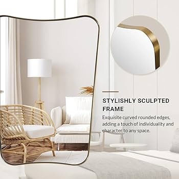 ANDY STAR Gold Mirror, 24x36 Irregular Wall Mirror, Gold Antique Bathroom Vanity Mirror, Brass Mi... | Amazon (US)