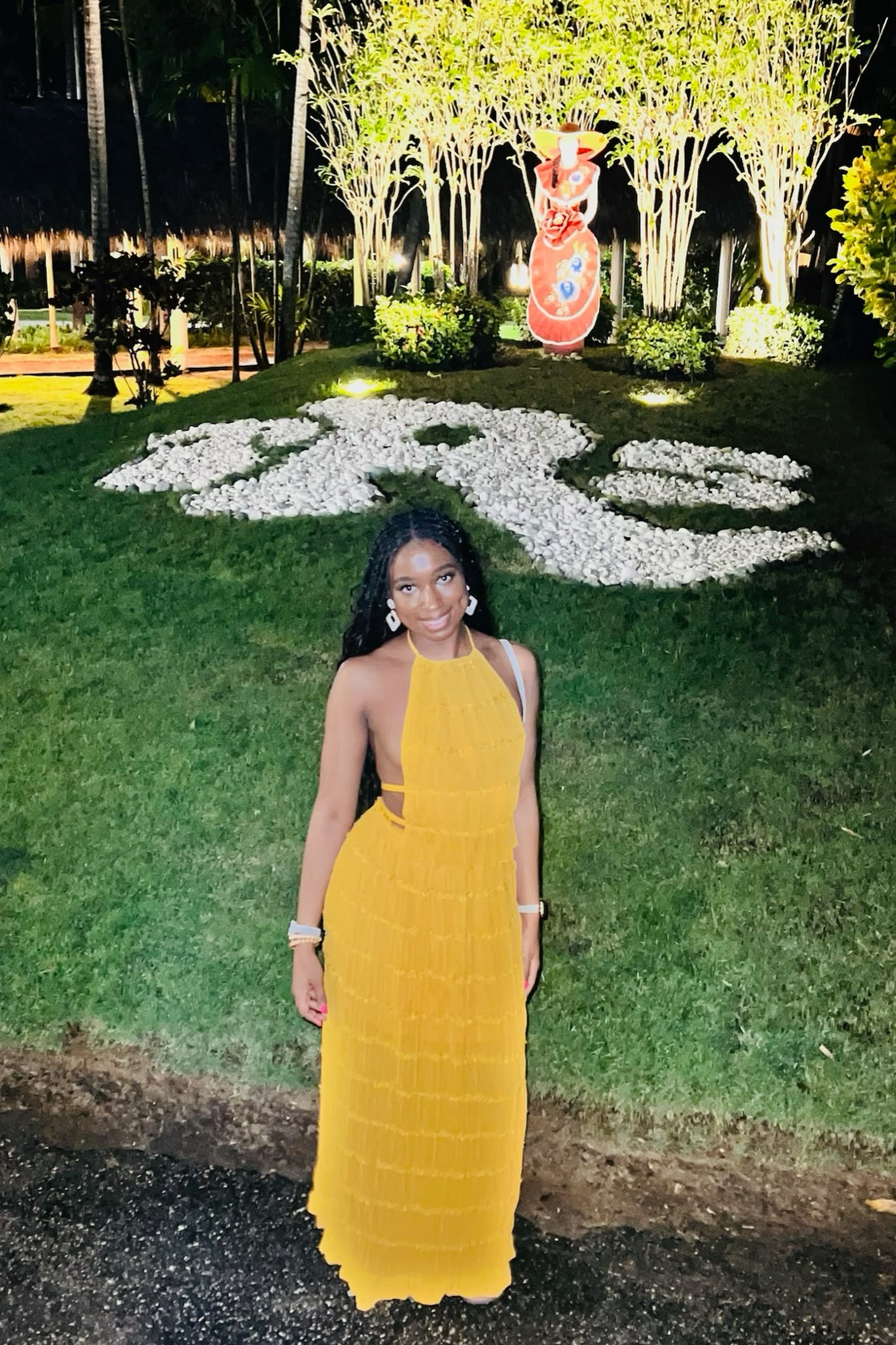 Yellow, backless, sheer, two-piece long skirt set! 

Size: Small 

#LTKTravel #LTKFindsUnder50 #LTKSeasonal