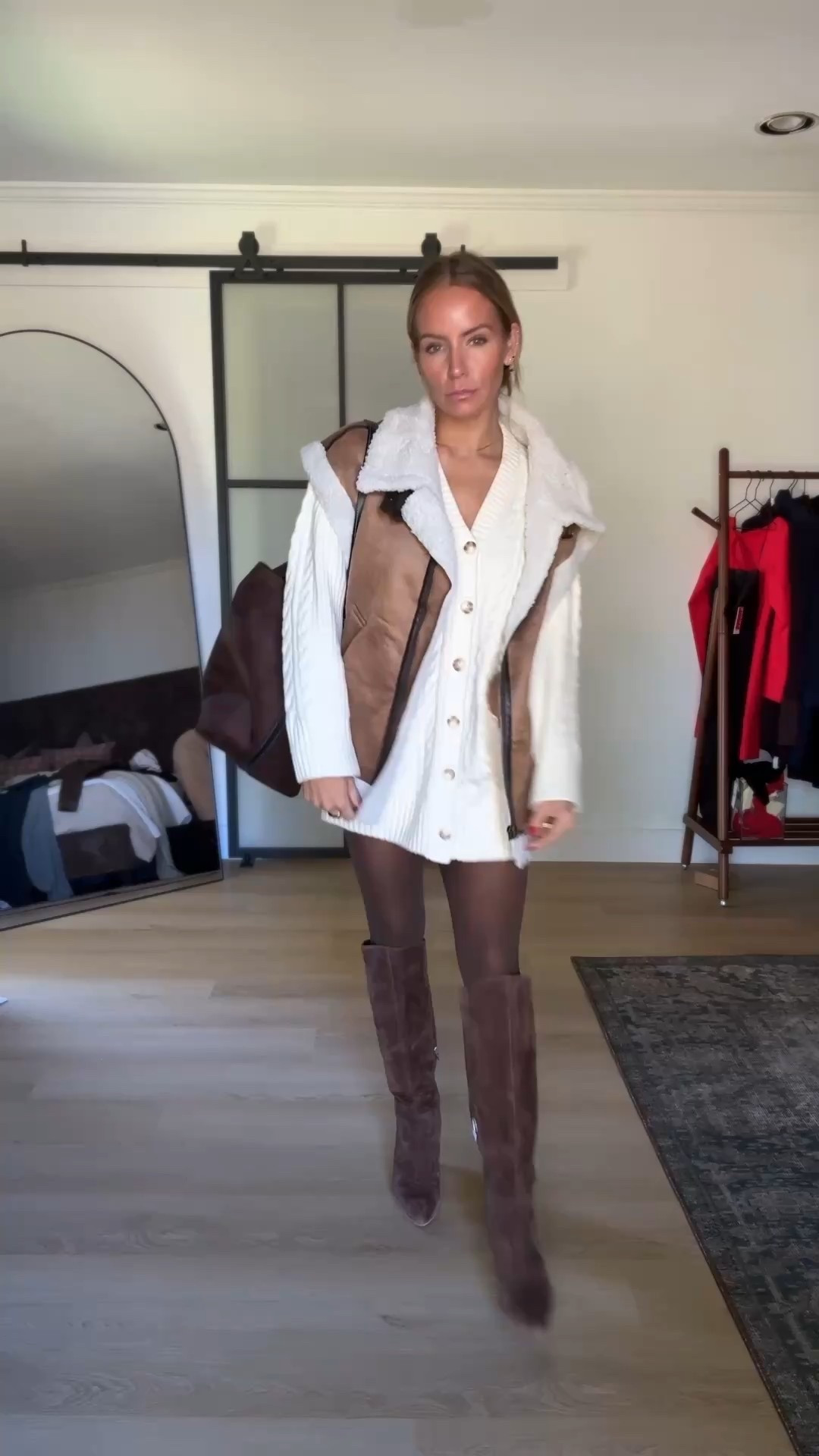 Let’s style this sweater dress! 

Sweater dress: XS petite 
Vest: large 

#LTKStyleTip #LTKOver40