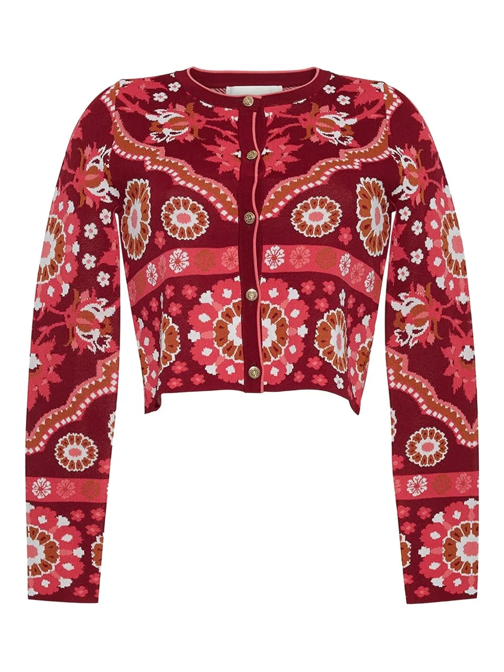 Cara Cara Ila floral-jacquard cardigan - Red | Farfetch Global