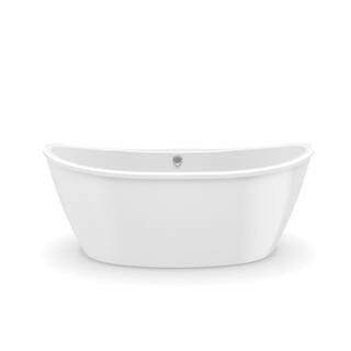 Delsia 66 in. Fiberglass Center Drain Non-Whirlpool Flatbottom Freestanding Bathtub in White | The Home Depot