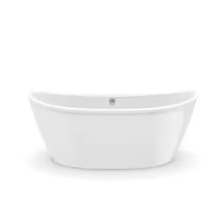Delsia 66 in. Fiberglass Center Drain Non-Whirlpool Flatbottom Freestanding Bathtub in White | The Home Depot