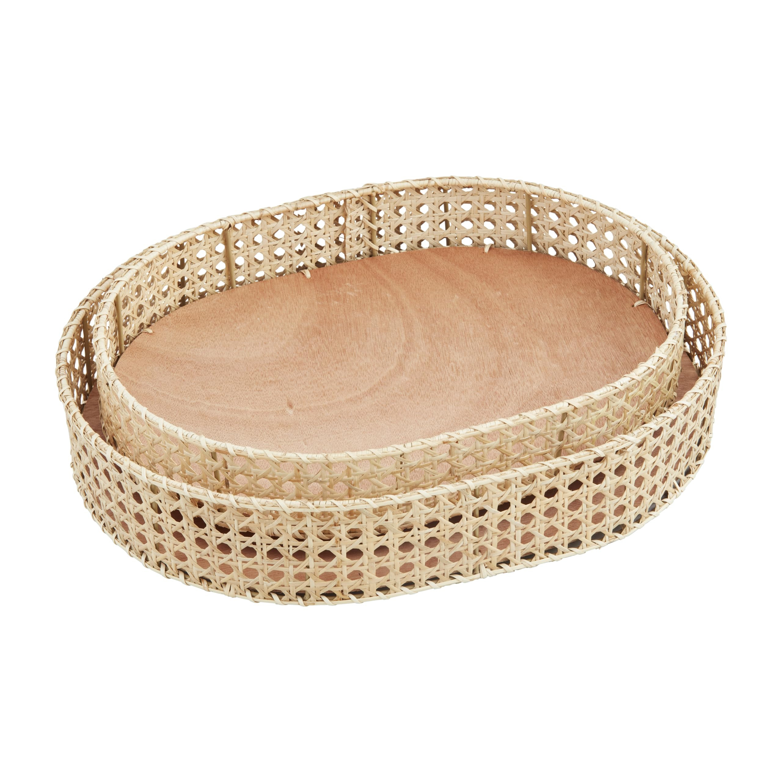 Mud Pie Cane Tray, small 3" x 17" dia | large 3" x 19" dia, Brown | Amazon (US)