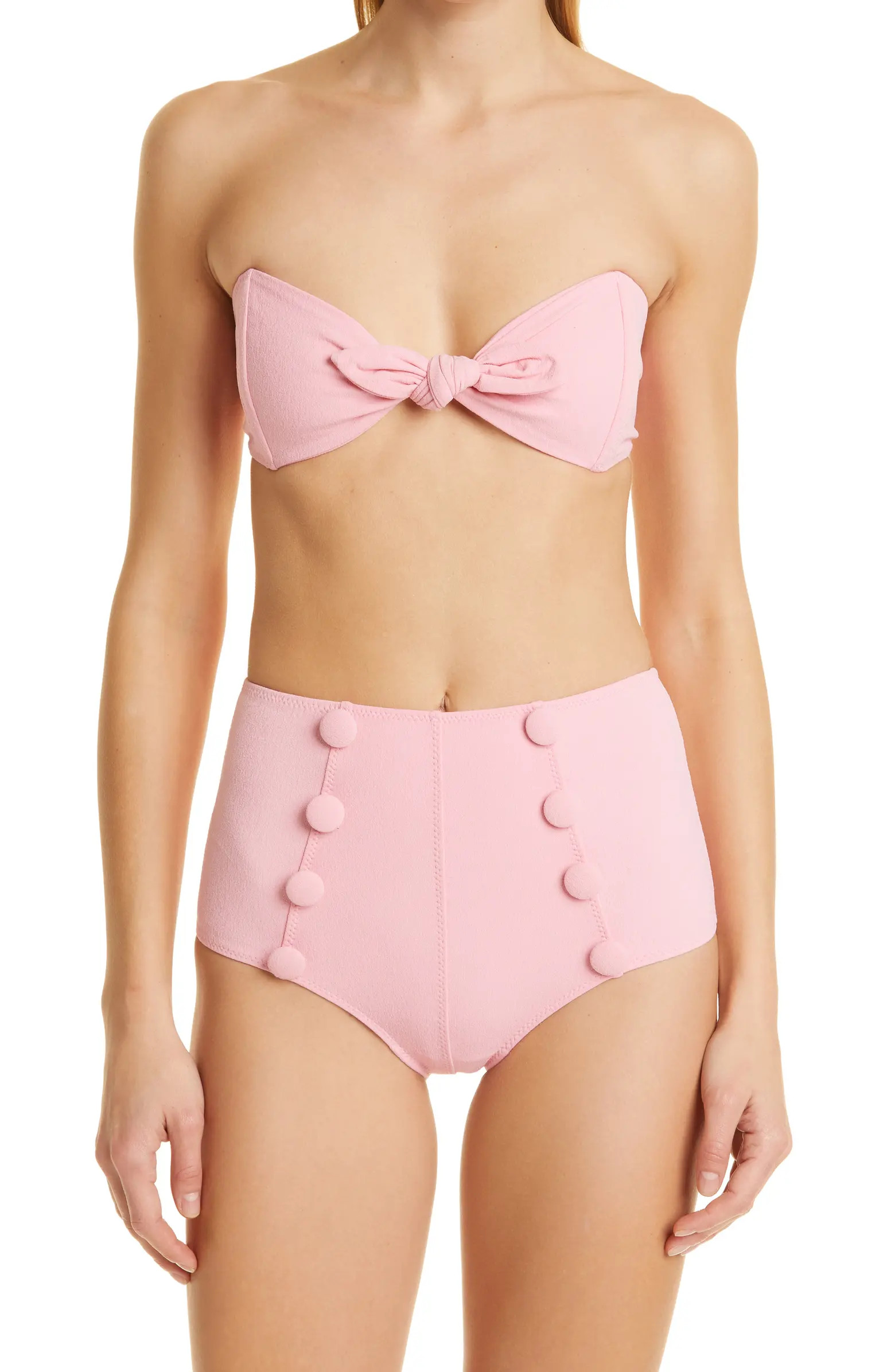 Lisa Marie Fernandez Poppy Button High Waist Two-Piece Swimsuit | Nordstrom | Nordstrom