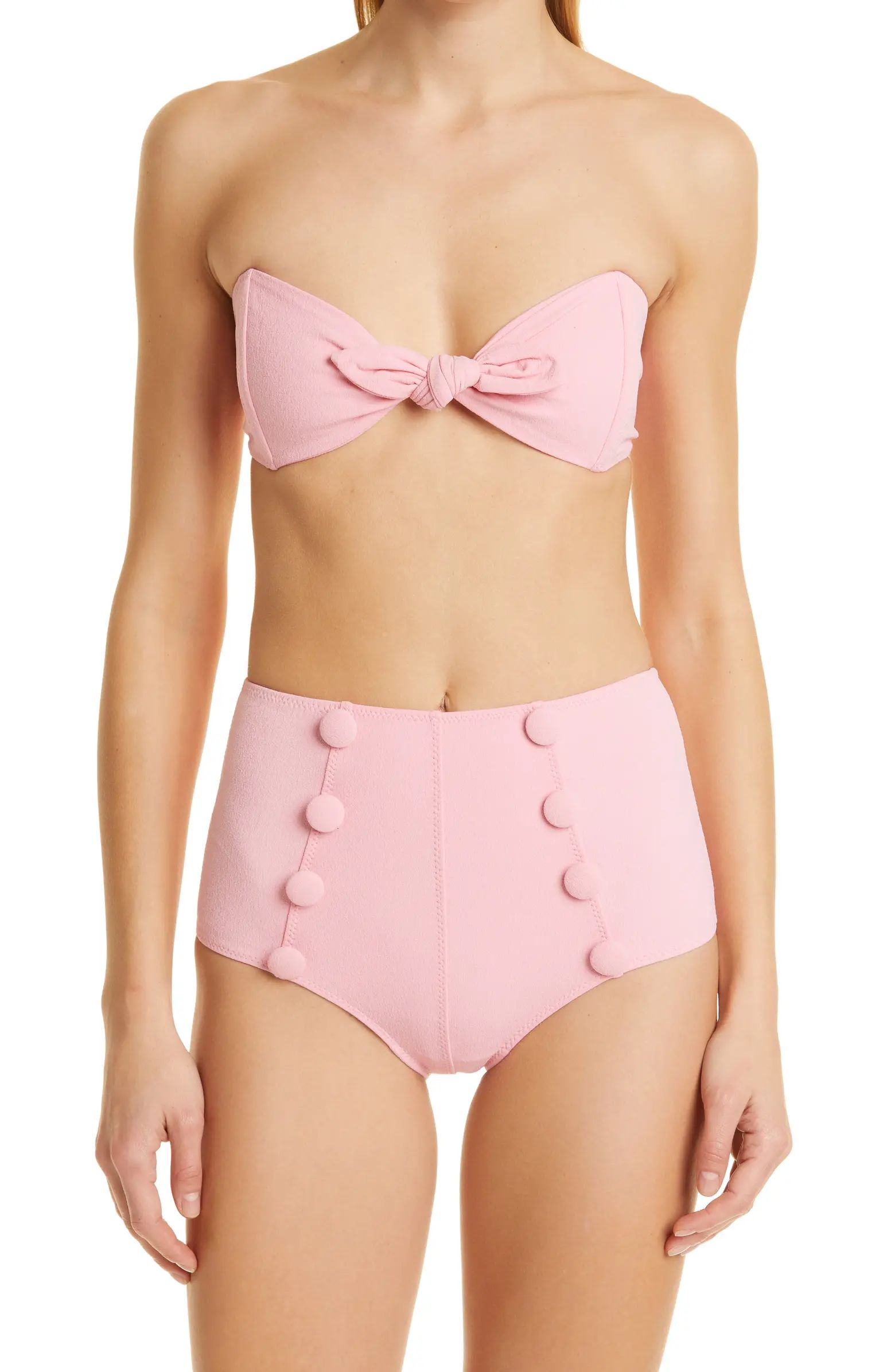 Lisa Marie Fernandez Poppy Button High Waist Two-Piece Swimsuit | Nordstrom | Nordstrom
