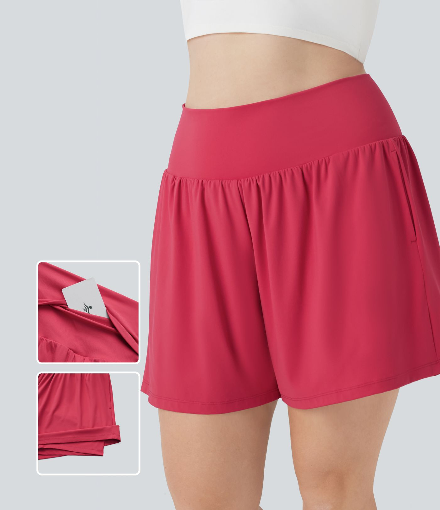 Women’s SoftlyZero™ Airy Super High Waisted 2-in-1 Cool Touch Yoga Plus Size Shorts 7" with P... | HALARA