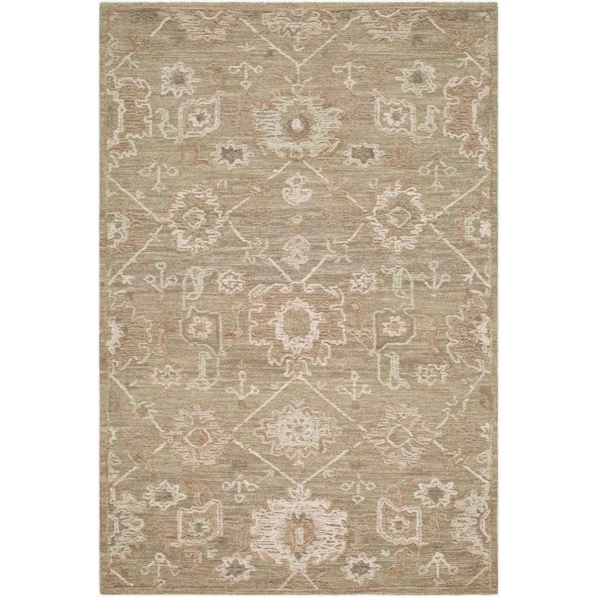 Hauteloom Palma Wool Living Room, Bedroom Area Rug - Traditional - Sage, Ivory, Peach - 8' x 10' | Target