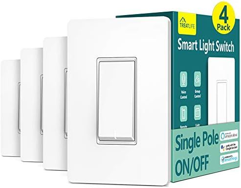 Smart Light Switch Treatlife Single Pole Smart Switch Works with Alexa, Google Home and SmartThin... | Amazon (US)