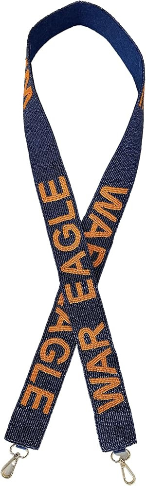 Navy with Orange Beaded Purse Strap 49” Football Clear Stadium Crossbody Game day Bag Stars | Amazon (US)