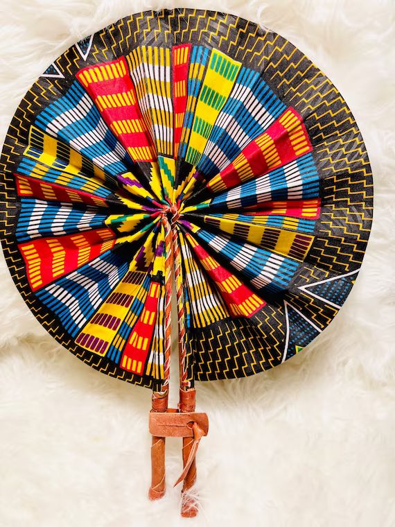 Handmade African Fan  Round Folding Handheld Fan  | Etsy | Etsy (US)