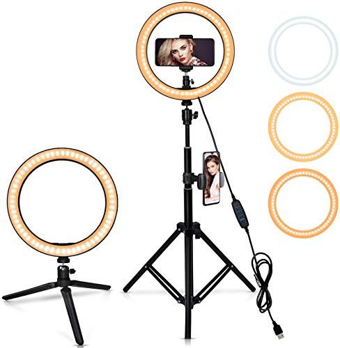 Belifu 10" Selfie Ring Light with Adjustable Tripod Stand, 3 Modes 10 Brightness Levels, LED Ring... | Amazon (US)
