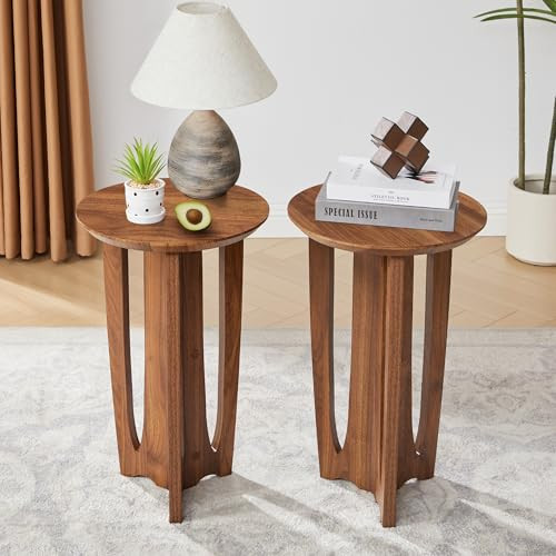 Bifins Round End Table Set of 2,Mid Century Modern Side Table with Curved Legs,Small End Tables for Living Room, Bedroom | Amazon (US)