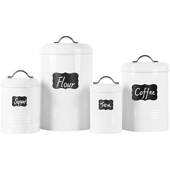 Brightalk Nesting Canisters Sets for the Kitchen, Set of 4 Airtight White Farmhouse Canister Jars... | Amazon (US)