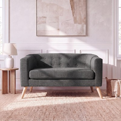 51.5" Button Tufted Loveseat Sofa, Upholstered 2-Seater Sofa Couch with Tapered Wood Legs for Livign Room, Small Space, Apartment, Gray - ModernLuxe | Target