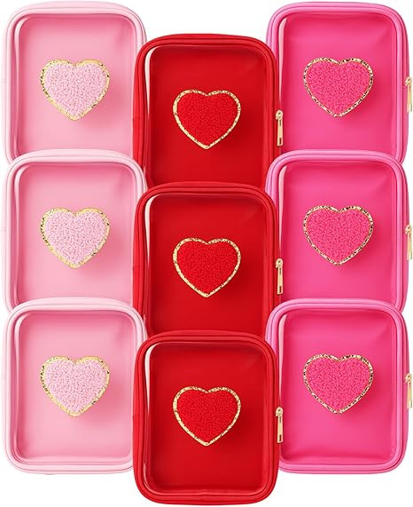 9 Pcs Galentine Heart Chenille Patches Galentine Cosmetic Bags with Zipper Funny Valentine Clear ... | Amazon (US)