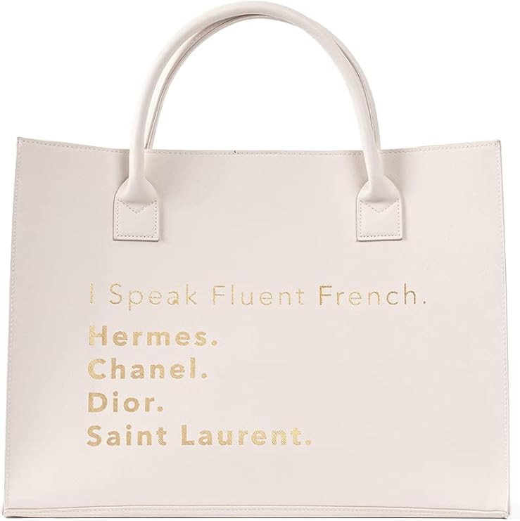 MODERN VEGAN TOTE BAG - Fluent French (Ivory) | Amazon (US)