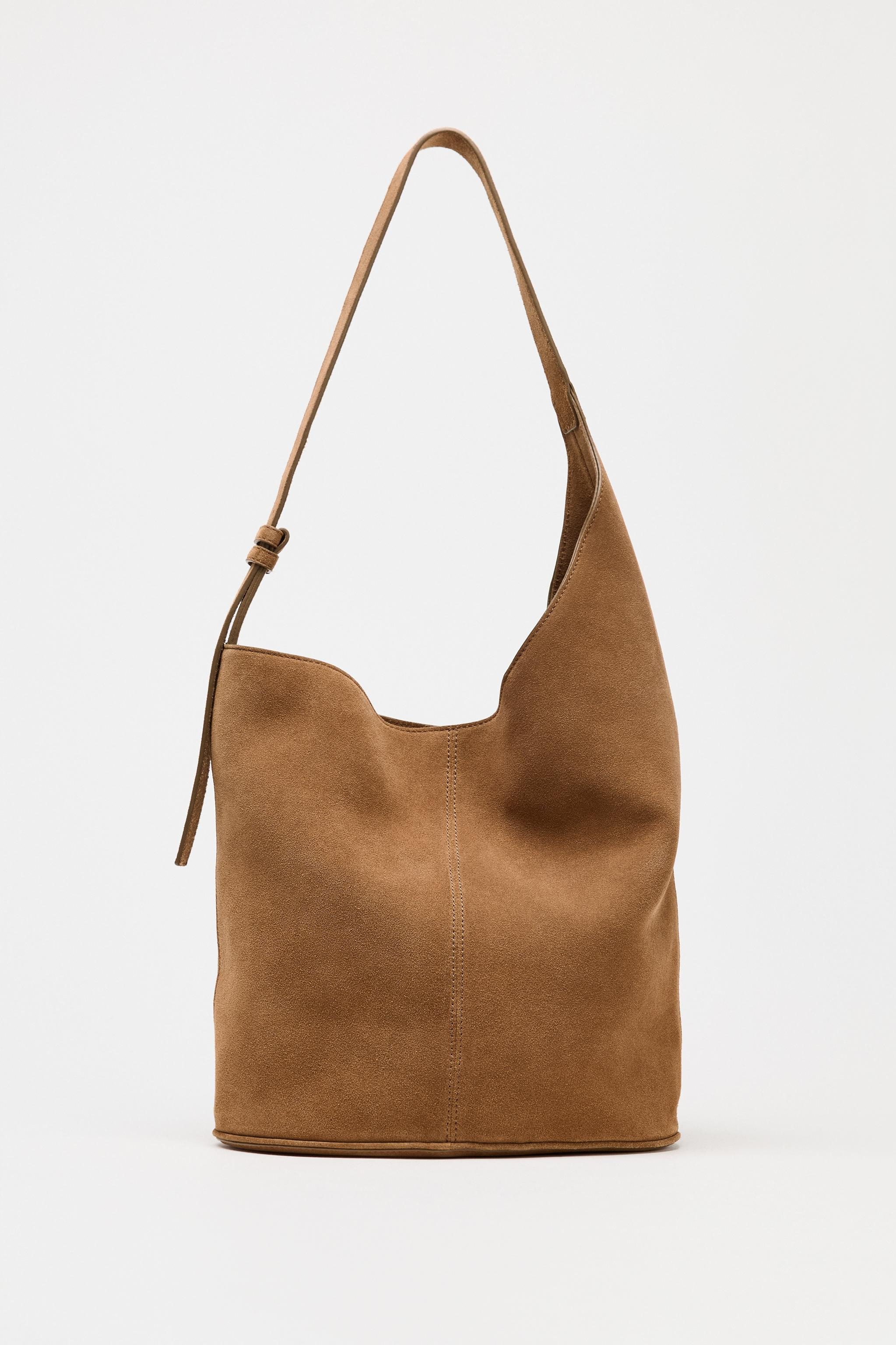 ASYMMETRIC SOFT SPLIT LEATHER BUCKET BAG | Zara US